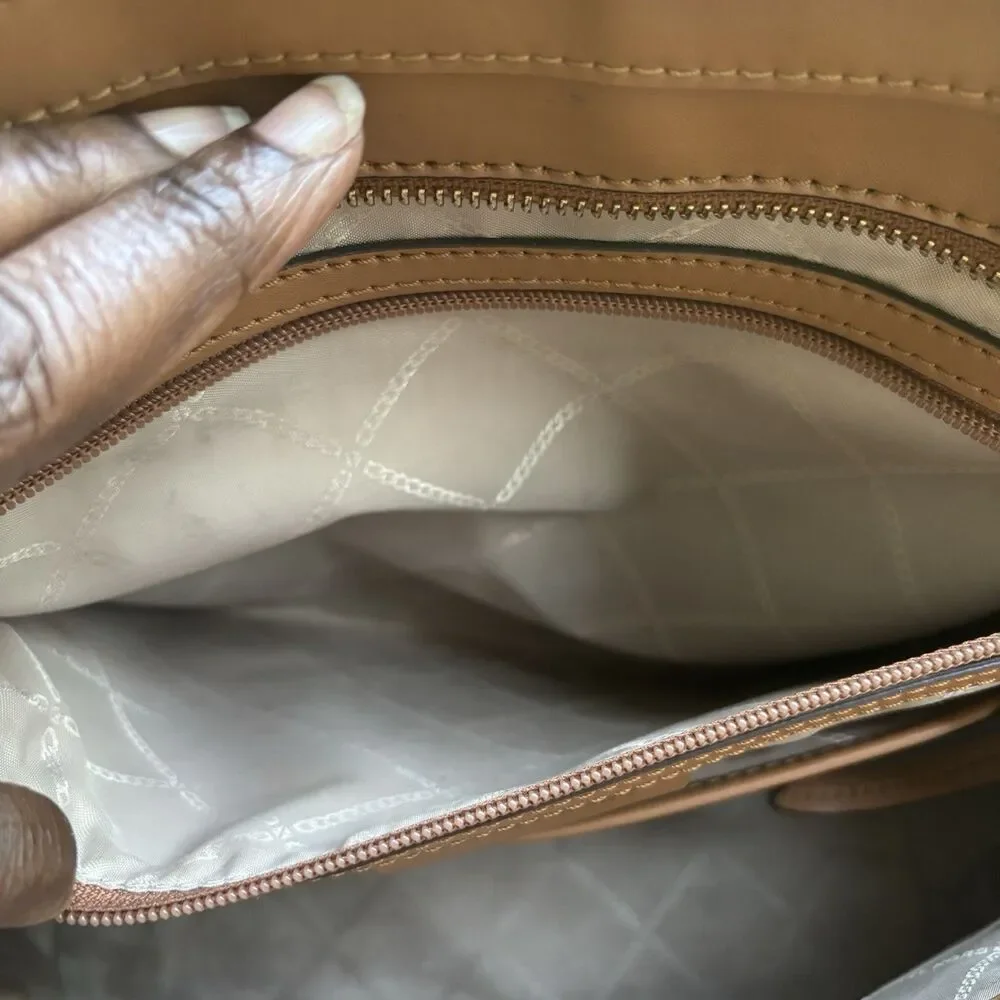Michael Kors Jet Set Travel Large Tote Brown MK Signature PVC Leather Bag